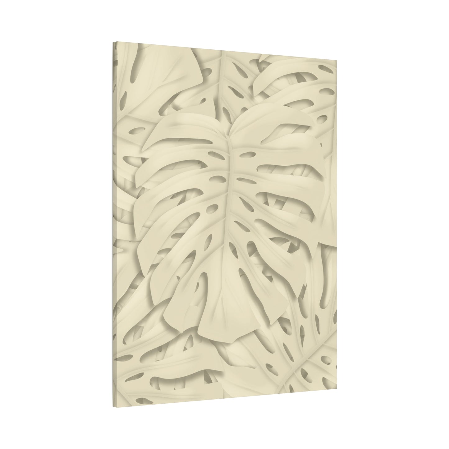 Beige Monstera Canvas Print – Botanical Wall Art