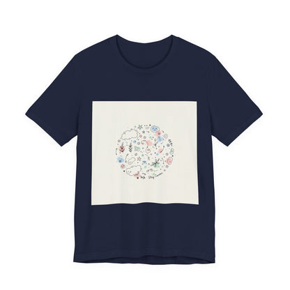 Botanical Doodle Circle Tee | hand drawn line drawing, sketch pattern