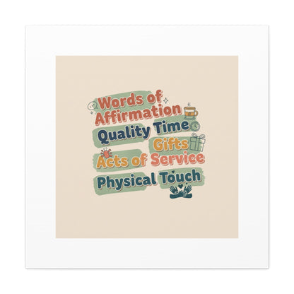 Love Languages List Matte Canvas Wall Art | love language meme, relationship humor