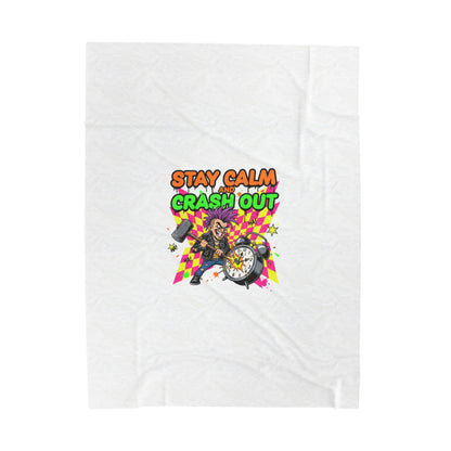 Stay Calm Crash Out Velveteen Blanket | neon skate graffiti, meltdown design