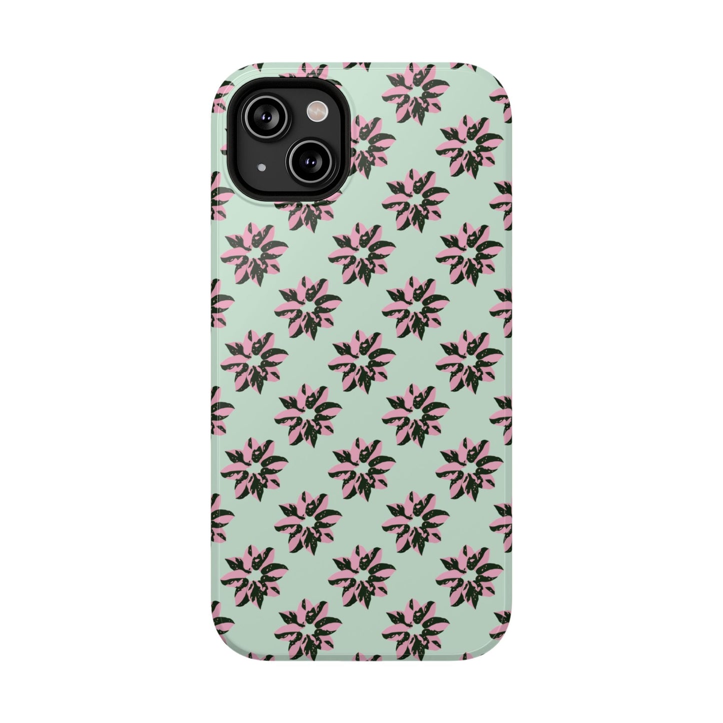 Pink Princess Philodendron Pattern Phone Case – Dual Layer Protective Cover