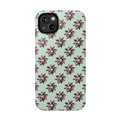 Pink Princess Philodendron Pattern Phone Case – Dual Layer Protective Cover
