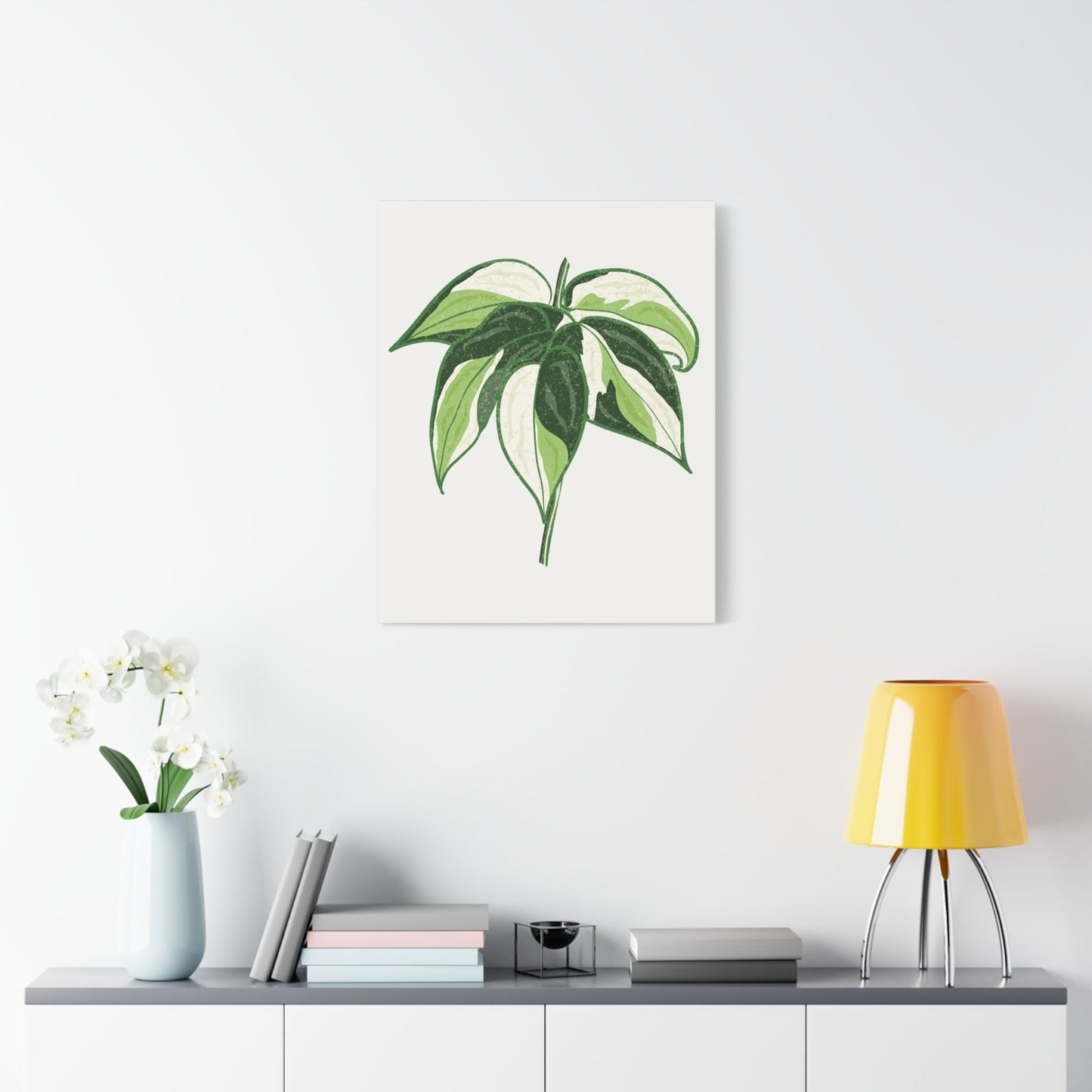 Philodendron Cream Splash Canvas Print – Botanical Wall Art