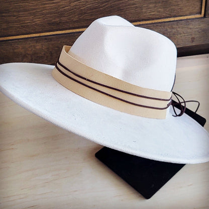 Wide Genuine Leather Bone Suede Hat Band Only 953w