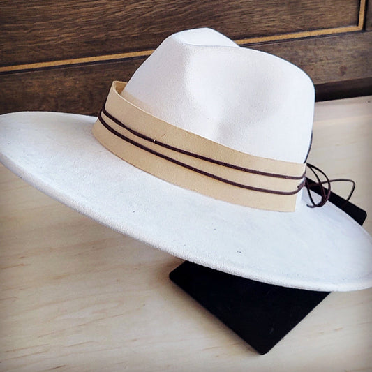 Wide Genuine Leather Bone Suede Hat Band Only 953w