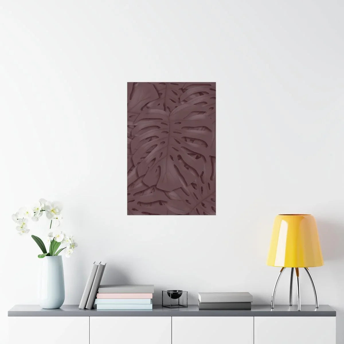 Merlot Monstera Botanical Print – Unframed Wall Art