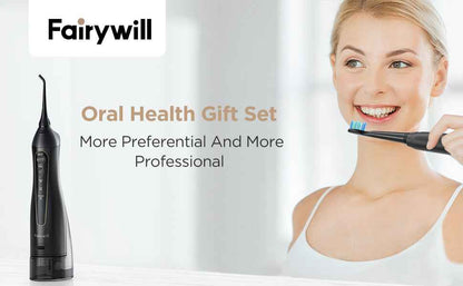 Fairywill FW5020E Water Dental Flosser & Sonic Electric Toothbrush Set - IPX7 Waterproof Portable Oral Care Kit