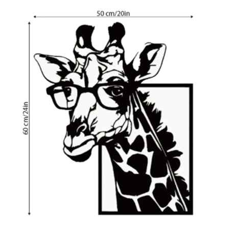 Animal Wearing Glasses Giraffe Silhouette Wall Hanging