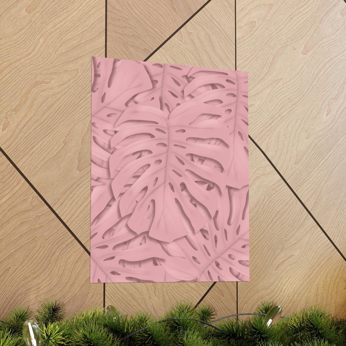 Soft Pink Monstera Botanical Print – Unframed Wall Art