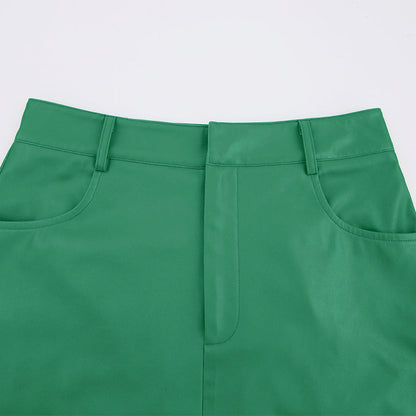 Fashion Women's High Waist Half-length Leather Skirt