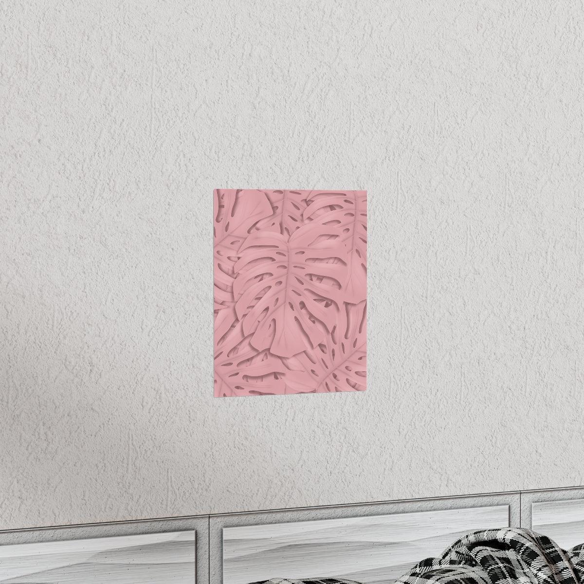 Soft Pink Monstera Botanical Print – Unframed Wall Art