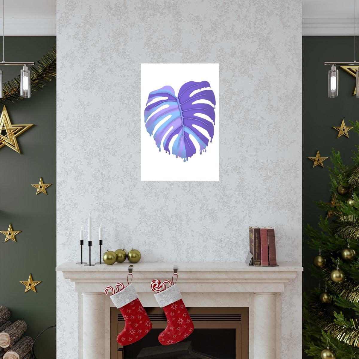 Purple Melting Monstera Botanical Print – Unframed Wall Art
