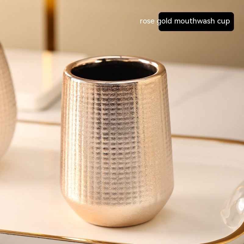 Home Bathroom Rose Gold Ceramic Cleaning Kit