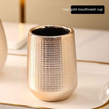 Home Bathroom Rose Gold Ceramic Cleaning Kit