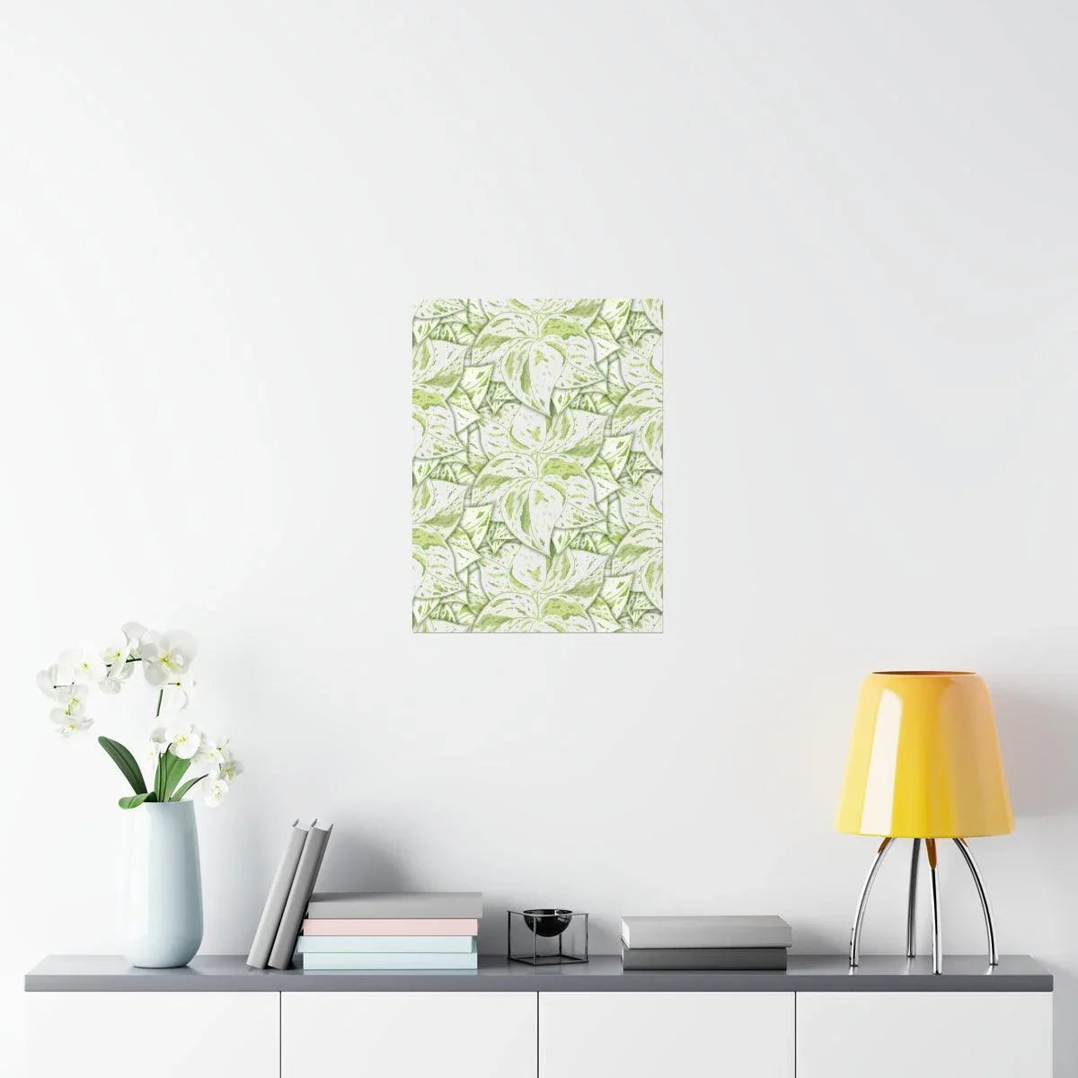 Snow Queen Pothos Pattern Botanical Print – Unframed Wall Art