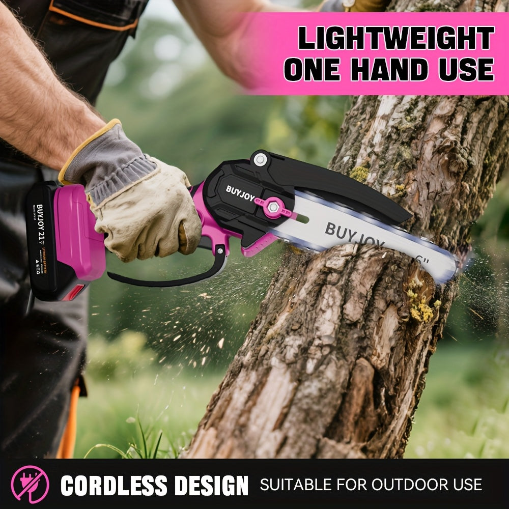 6-inch Cordless Lightweight Electric Landscaping Chainsaw w/ L-ion Battery, Chain And Fast Charger