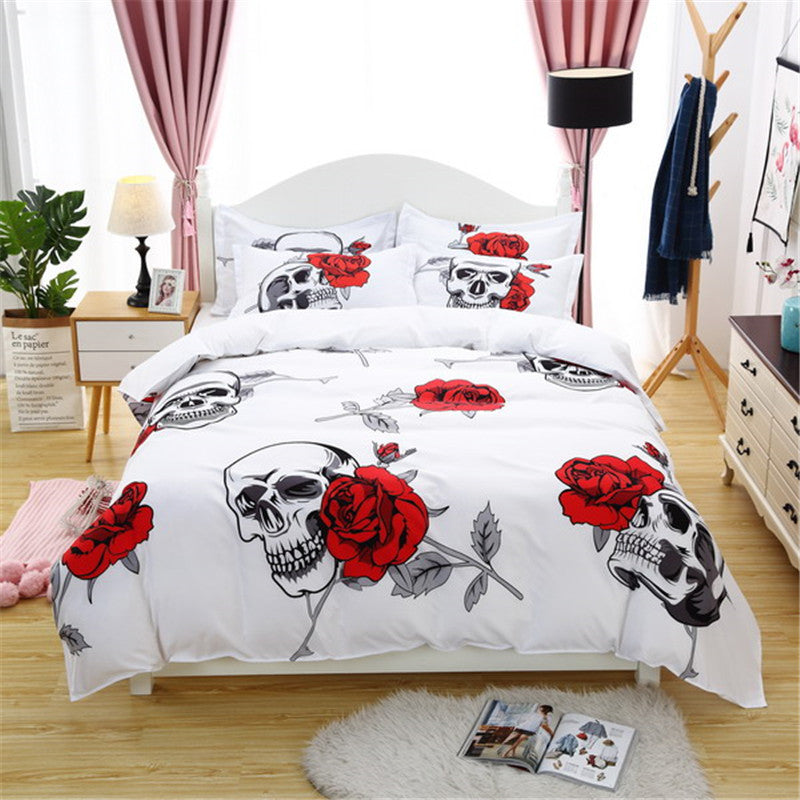 3D Printing European And American Style Skull Four-piece Three-piece Quilt Cover