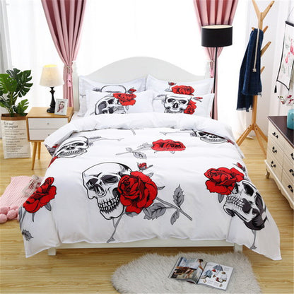 3D Printing European And American Style Skull Four-piece Three-piece Quilt Cover