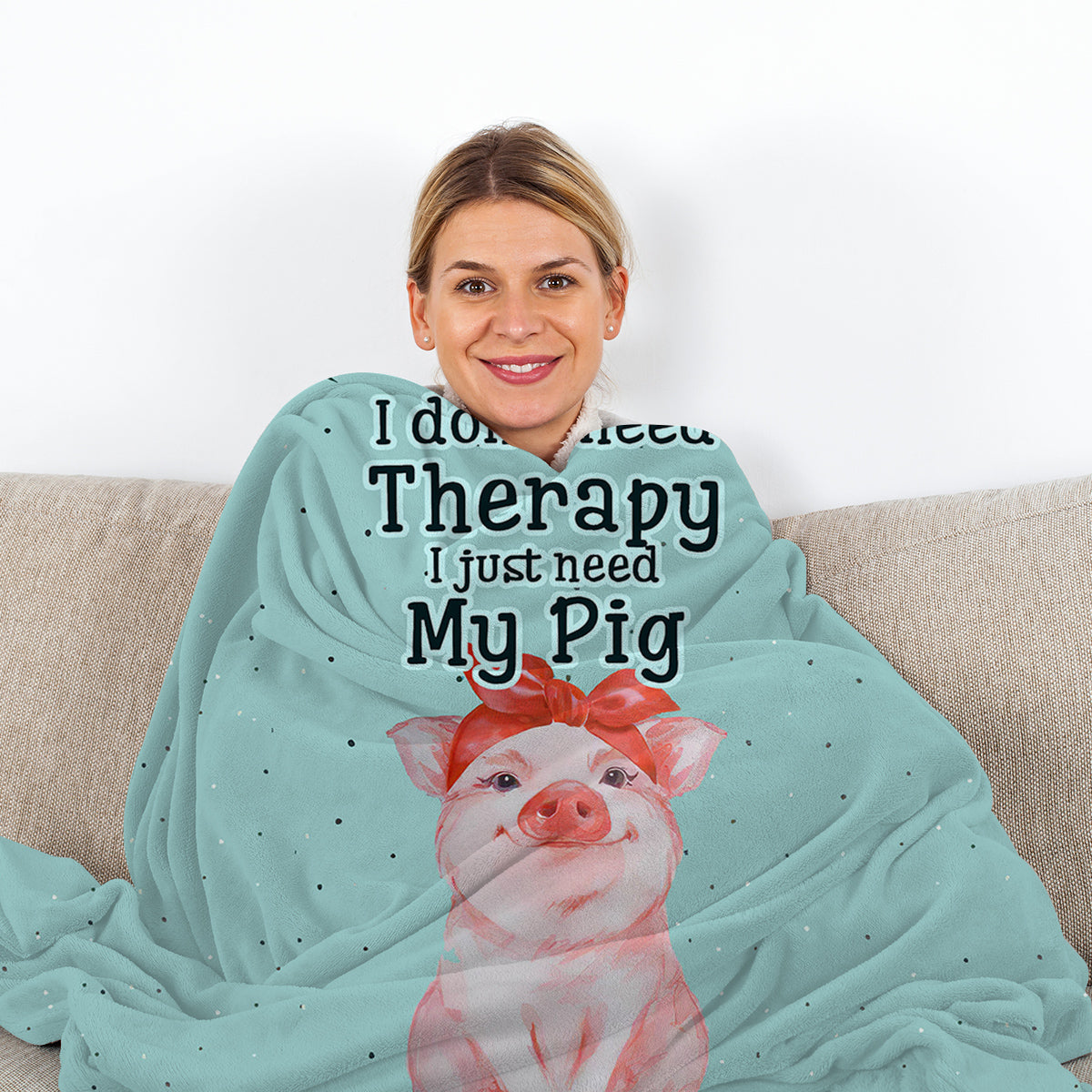1pc Cute Blue Background Pig Soft Printed Flannel Sofa Blanket, Comfortable And Warm For Home Use, Suitable For Bed, Sofa, Camping And Multi Scene Seasonal Use