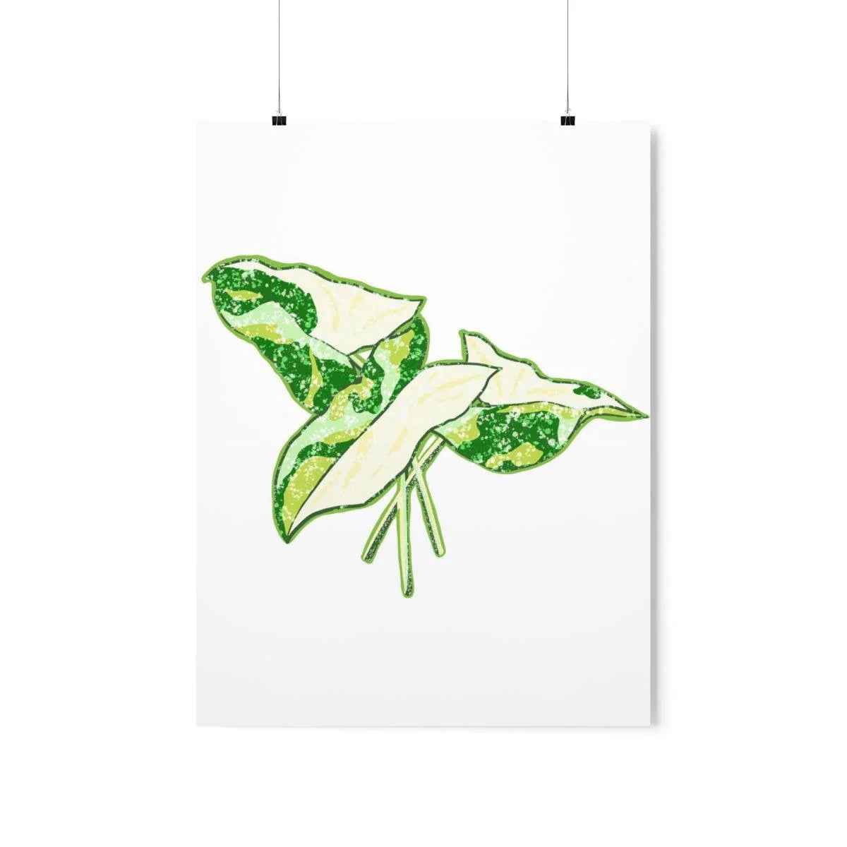 Marble Syngonium Botanical Print – Unframed Wall Art