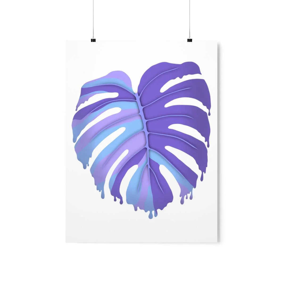 Purple Melting Monstera Botanical Print – Unframed Wall Art