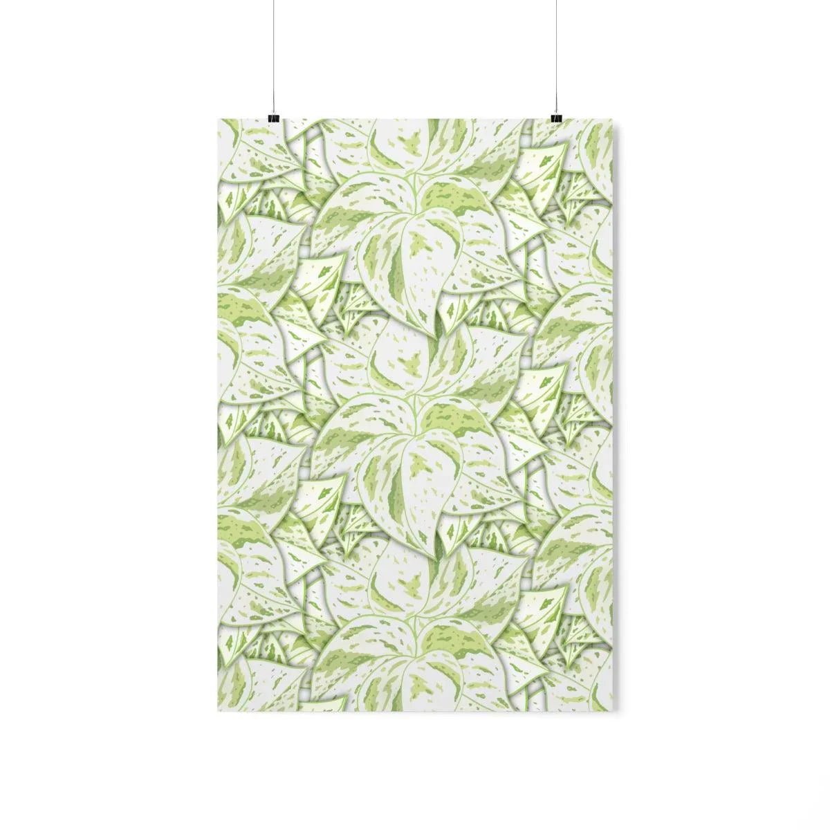 Snow Queen Pothos Pattern Botanical Print – Unframed Wall Art