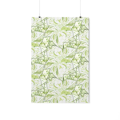 Snow Queen Pothos Pattern Botanical Print – Unframed Wall Art