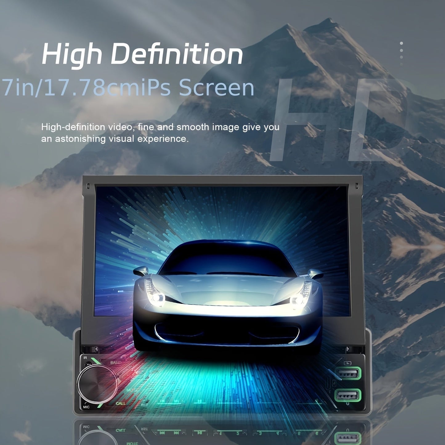 7" HD Retractable Touch Screen Car Stereo - Single Din MP5 Player with Mirror Link