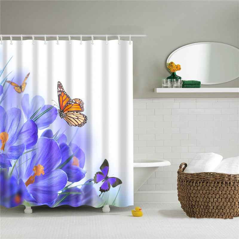 Nordic Fashionable Butterfly Shower Curtain Suit