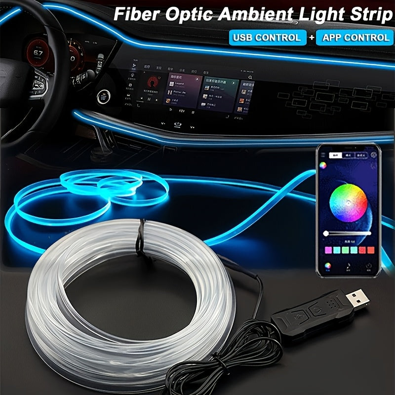 3m Interior Automotive Neon (center Console + Dashboard) with Matching Armrest Storage Box, RGB LED Light Strips for Environmental Application Control