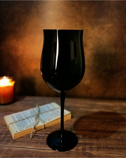 Vintage Glass Black Goblet Handmade High-end