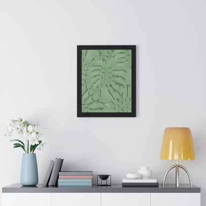 Sage Green Monstera Framed Print – Botanical Wall Art
