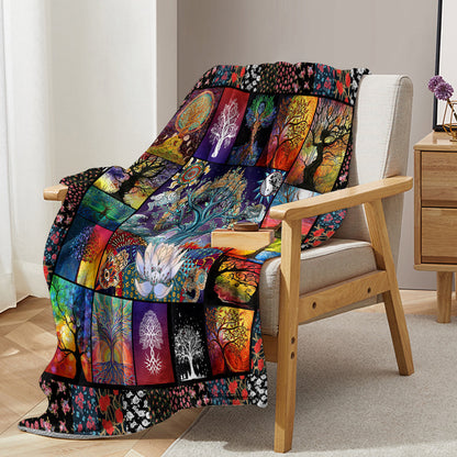 1 Pce Of Flannel With Various Lotus Tree Patterns, Soft And Fluffy, Multifunctional Outdoor Beach Camping, Living Room Sofa, Office Nap, Printed Blanket