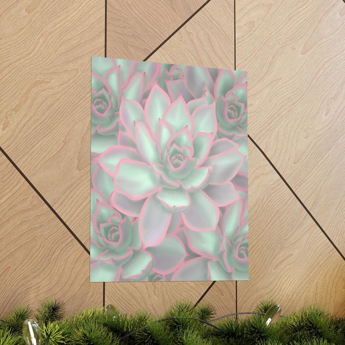Echeveria Violet Queen Succulent Pattern Botanical Print – Unframed Wall Art