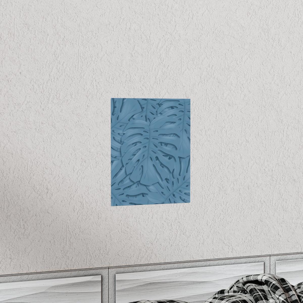 Cerulean Monstera Botanical Print – Unframed Wall Art