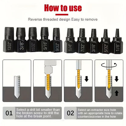 20pcs Industrial Screw Extractor Set: Alloy Steel Damaged Screw Removal Kit, Metal Easy-Out Drill Bits, Broken Bolt Stud Extractor Tools, Multi-Groove Screw Extractor Set, Suitable for Bolt Stud Tubes 1/8"-13/32", Local Wareh