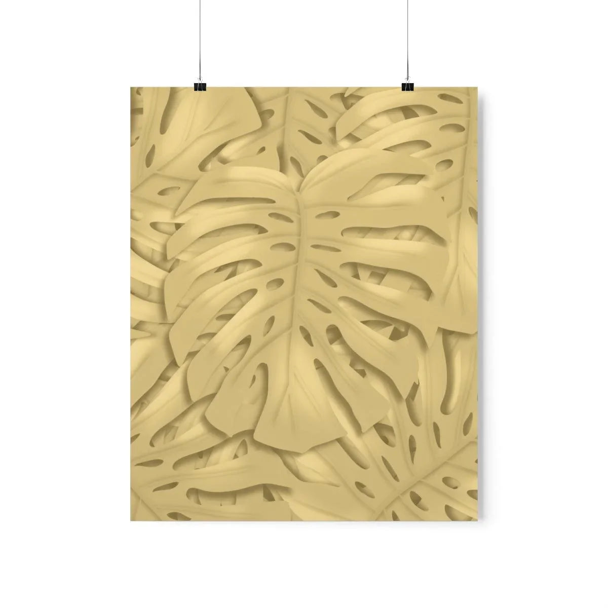 Golden Monstera Botanical Print – Unframed Wall Art