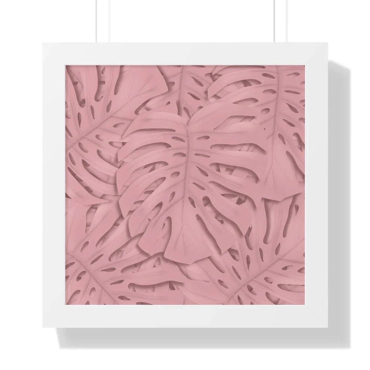 Soft Pink Monstera Framed Print – Botanical Wall Art