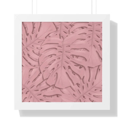Soft Pink Monstera Framed Print – Botanical Wall Art