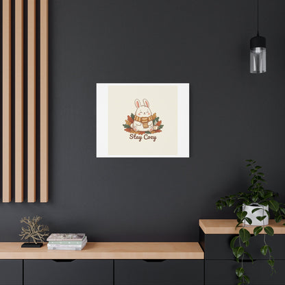 Cozy Bunny Illustration Canvas | Cute Critter Winter Forest Art