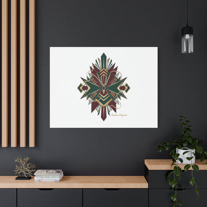 Art Deco geometric brass print Canvas | Neo-Deco chrome & gold fan motif