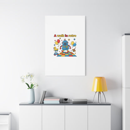 Retro Toy Robot Canvas | Throwback Kid, Primary Color Nostalgia