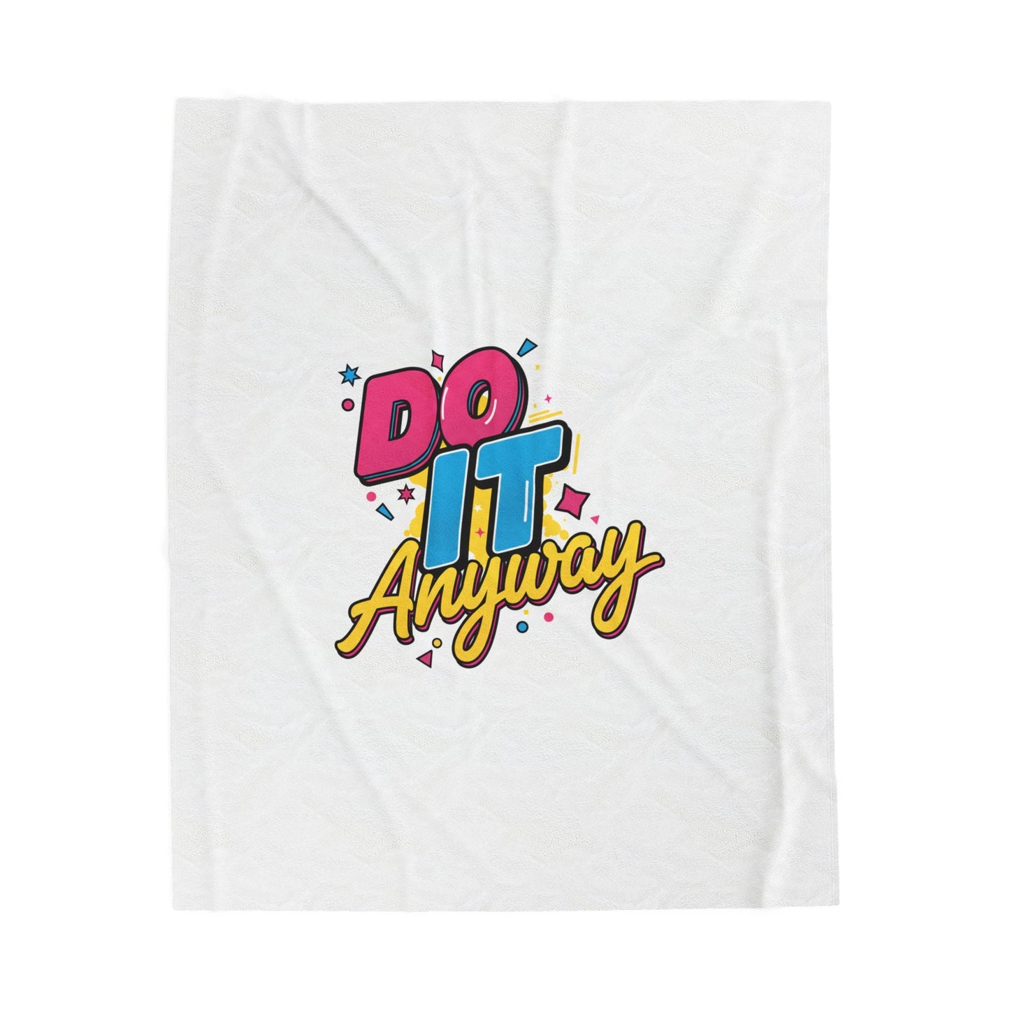 Do It Anyway Typography Velveteen Plush Blanket | Maximalist Stacked Type