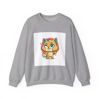 Cute Cheeky Kitty Illustration Sweatshirt | Rodent-Core Cute-Meets-Subversive