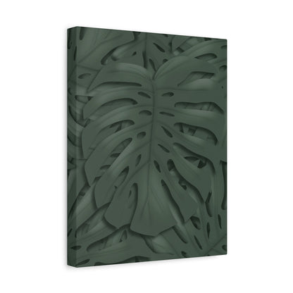 Deep Green Monstera Canvas Print – Botanical Wall Art