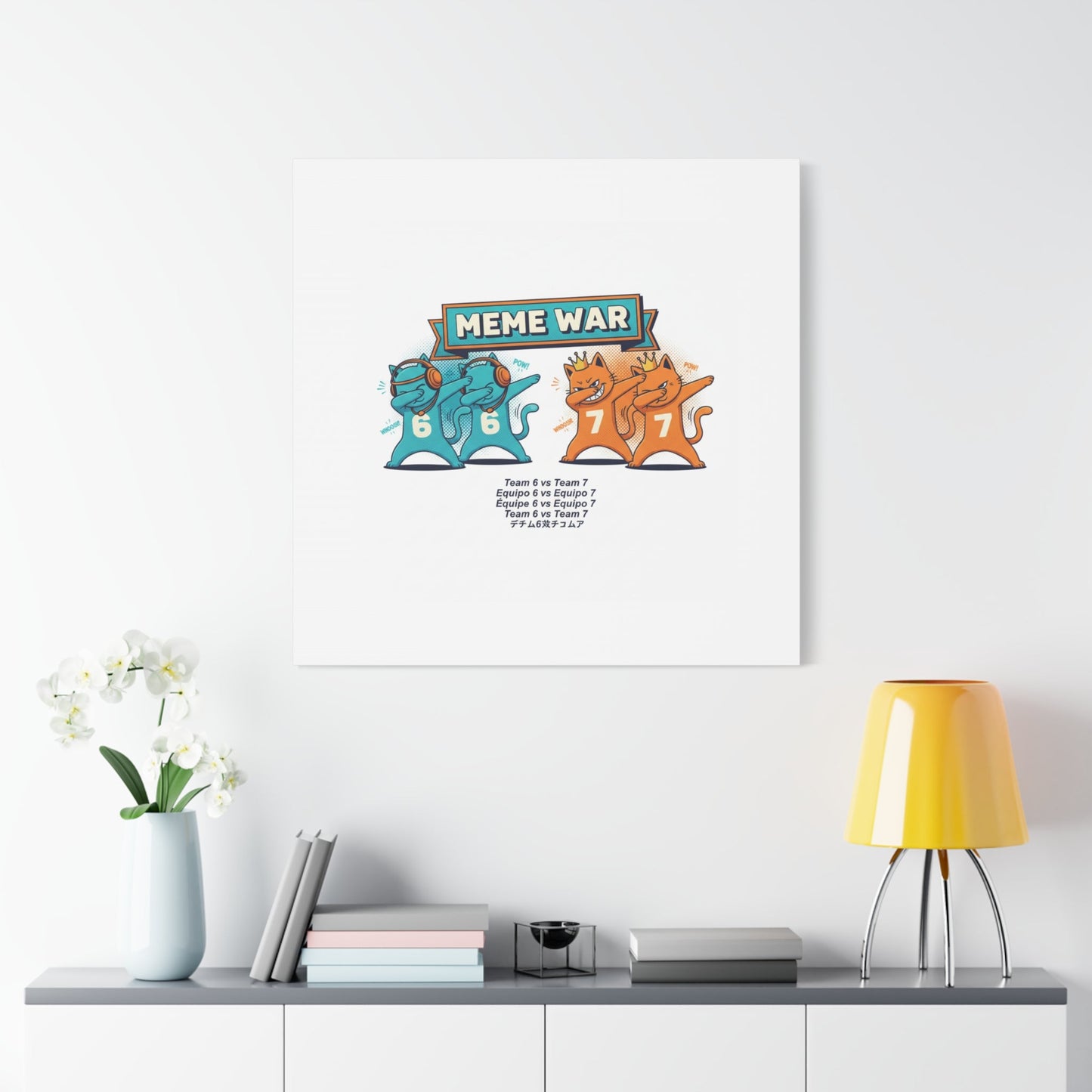 Meme War: Six vs. Seven Canvas Wall Art