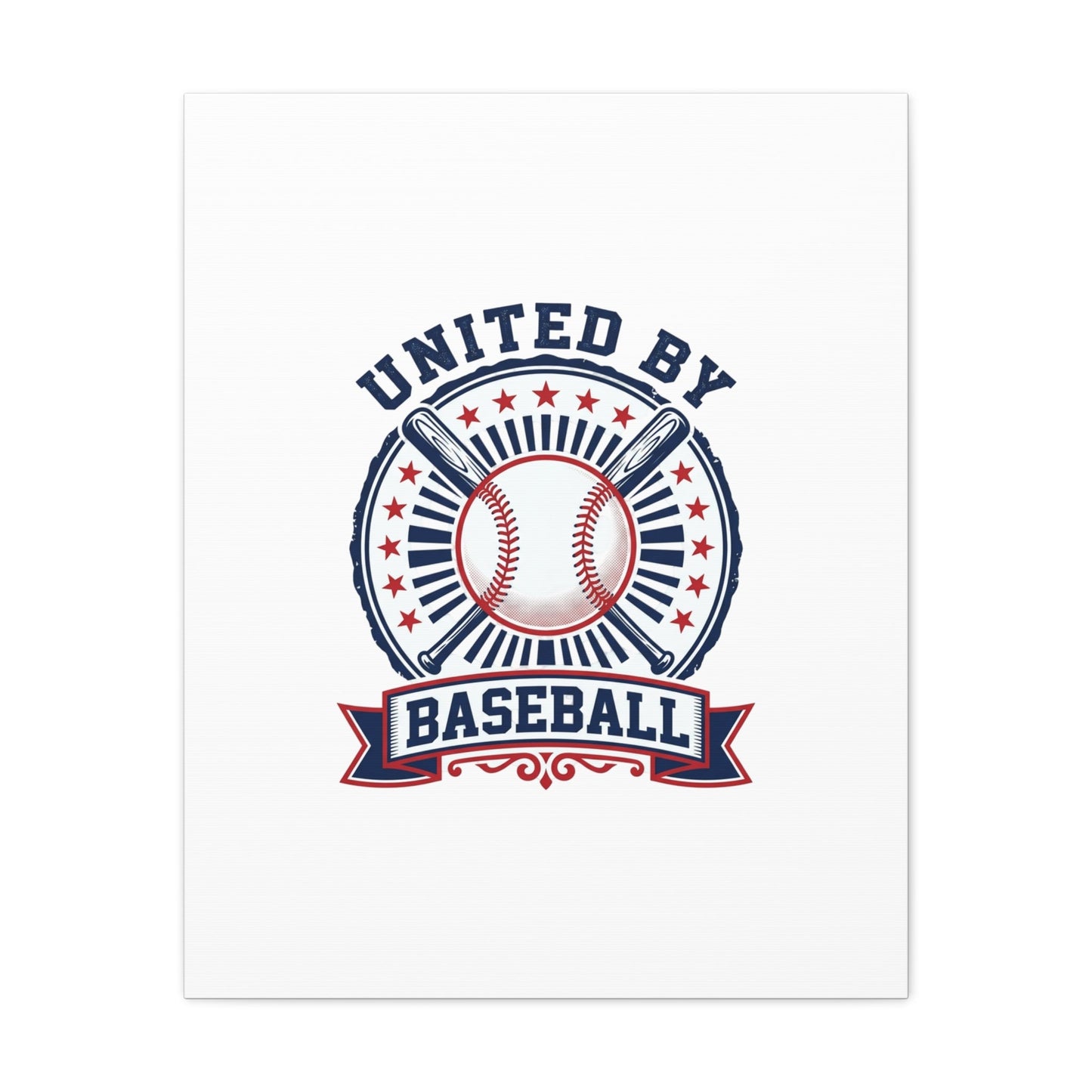 United by Baseball Canvas | Patriotic Baseball Graphic, Red White Blue Wall Art