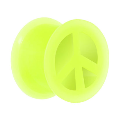Neon Yellow Silicone Peace Sign Tunnel 0G to 14mm