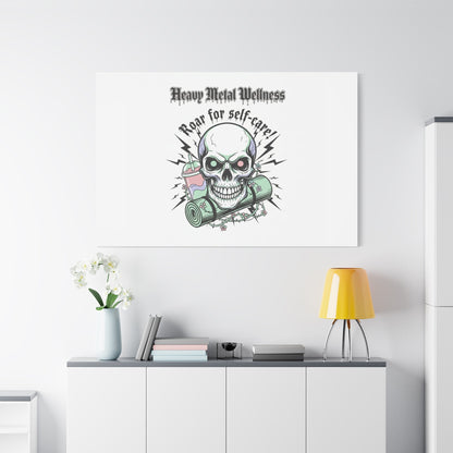 Roar for Self-Care Skull Canvas | heavy metal wellness, gothic wellness quote