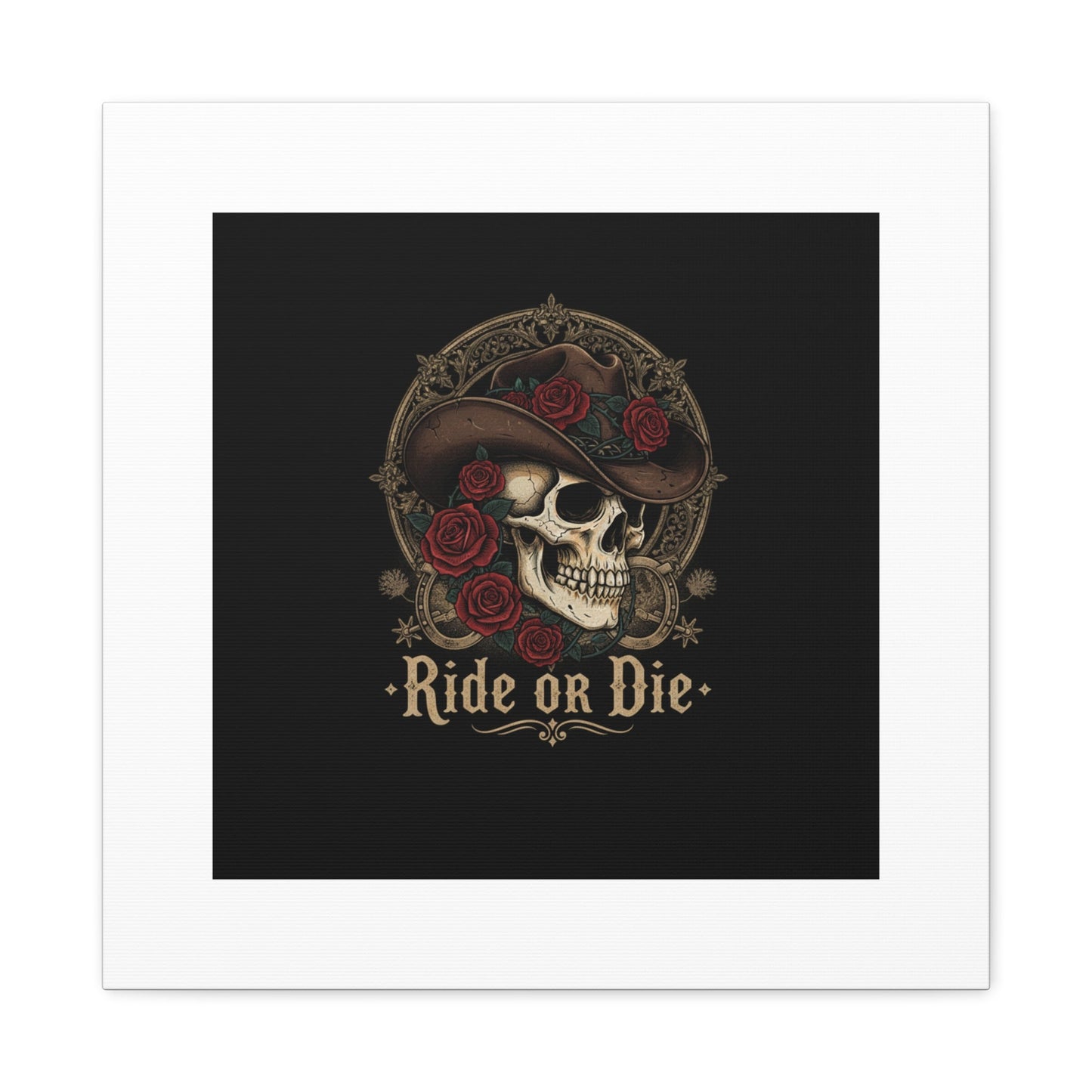 Ride or Die Skull Canvas | Western Skull Art, Gothic Americana